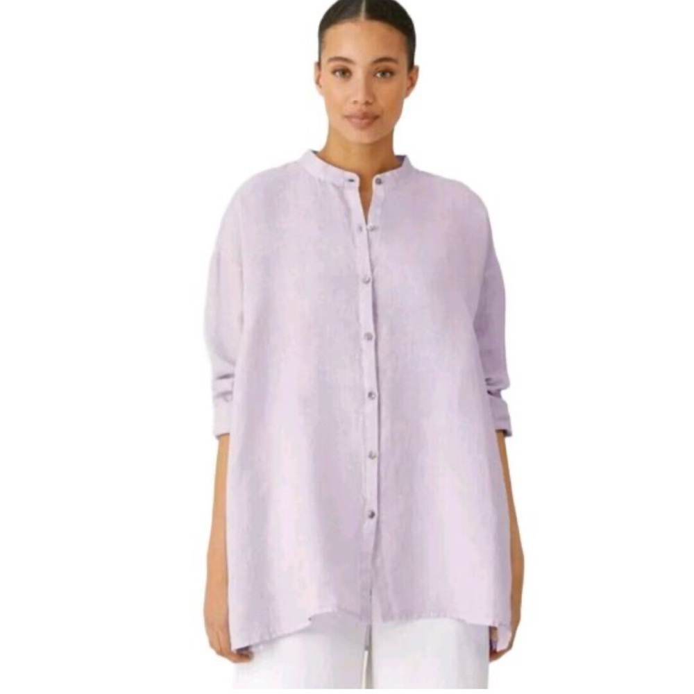 Eileen Fisher Women's Button Down Shirt - Soft Lavender Size Large NWOT